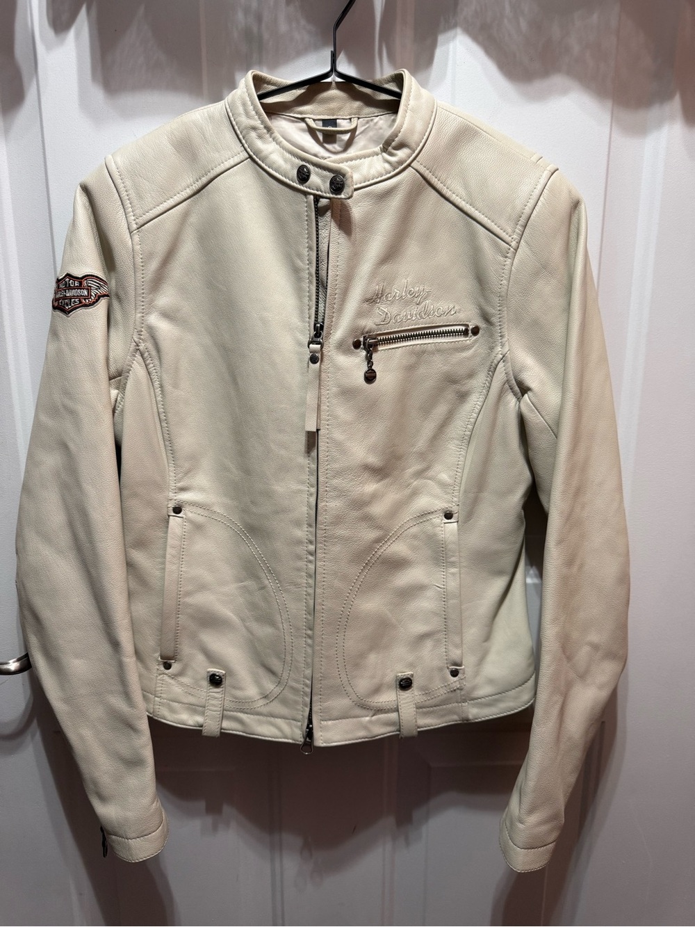 Harley-Davidson Cream Women's Soft Leather Riding Jacket S